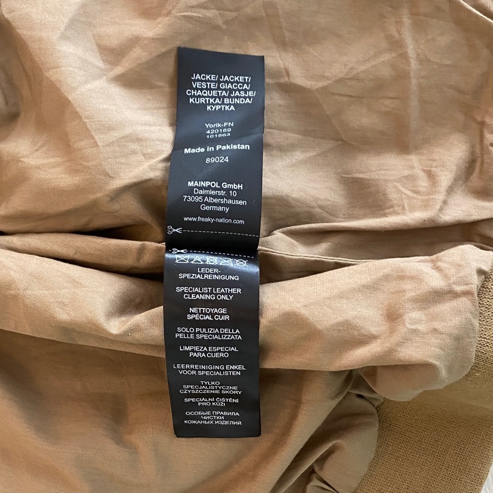 Freaky Nation Believe in Yourself Men's Tan Leather Jacket. Designed in Germany - Picture 12 of 14